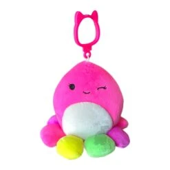 JAZWARES Squishmallow 3.5 Inch Lasla The Pink Octopus Plush Clip