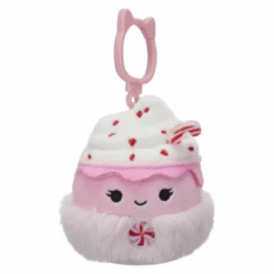 JAZWARES Squishmallow 3.5 Inch Ethel The Peppermint Latte Christmas Plush Clip