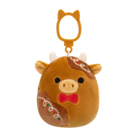 JAZWARES Squishmallow 3.5 Inch Jericho The Gingerbread Cow Christmas Plush Clip 1 JAZWARES Squishmallow 3.5 Inch Jericho The Gingerbread Cow Christmas Plush Clip