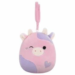 JAZWARES Squishmallow 3.5 Inch Patty The Cow With Heart Valentine Plush Clip