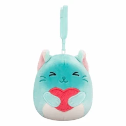 JAZWARES Squishmallow 3.5 Inch Sigrid The Cat With Heart Valentine Plush Clip