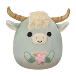 JAZWARES Squishmallow 8 Inch Armie The Highland Cow With Flower Easter Plush Toy