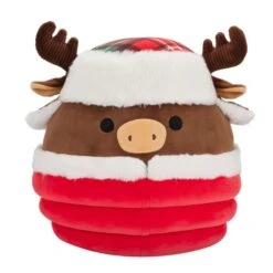 JAZWARES Squishmallow 8 Inch Maurice The Moose With Red Puffer Jacket Christmas Plush Toy