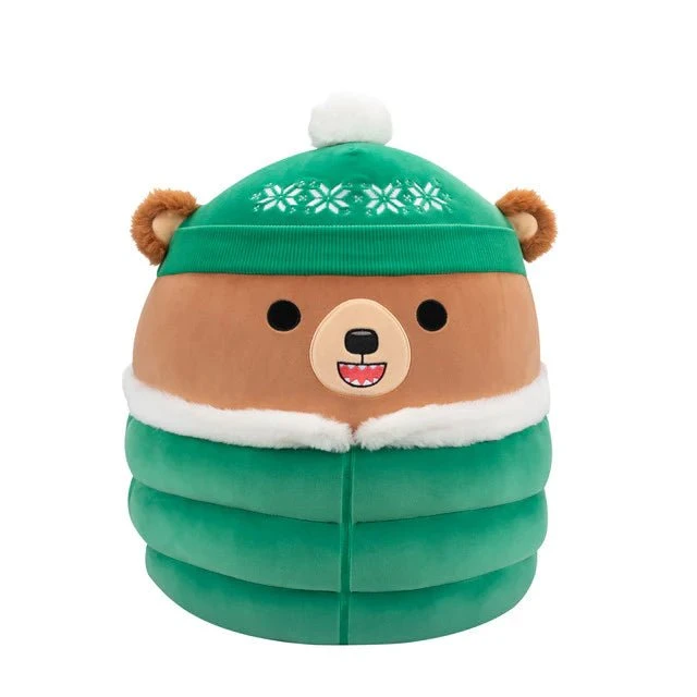 JAZWARES Squishmallow 8 Inch Stokely The Bear With Green Puffer Jacket Christmas Plush Toy 1 JAZWARES Squishmallow 8 Inch Stokely The Bear With Green Puffer Jacket Christmas Plush Toy