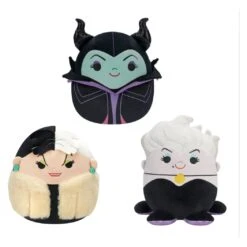 JAZWARES Squishmallow 8 Inch Disney Villains Set Of 3 - Maleficent, Cruella De Ville, Ursula