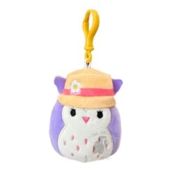 JAZWARES Squishmallow 3.5 Inch Holly The Owl With Bucket Hat Plush Clip