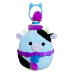 JAZWARES Squishmallow 3.5 Inch Cillian The Clown Cow Plush Clip