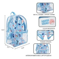 JAZWARES Squishmallow 16 Inch Clear Vinyl Backpack With Laptop Sleeve -Owlandgoose Shop bio 96147 squishmallow 16 inch clear vinyl backpack with laptop sleeve 732277